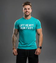 Men's Run Fast Lift Heavy T-shirt (Ocean Green) - wodarmour