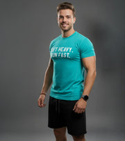 Men's Run Fast Lift Heavy T-shirt (Ocean Green) - wodarmour