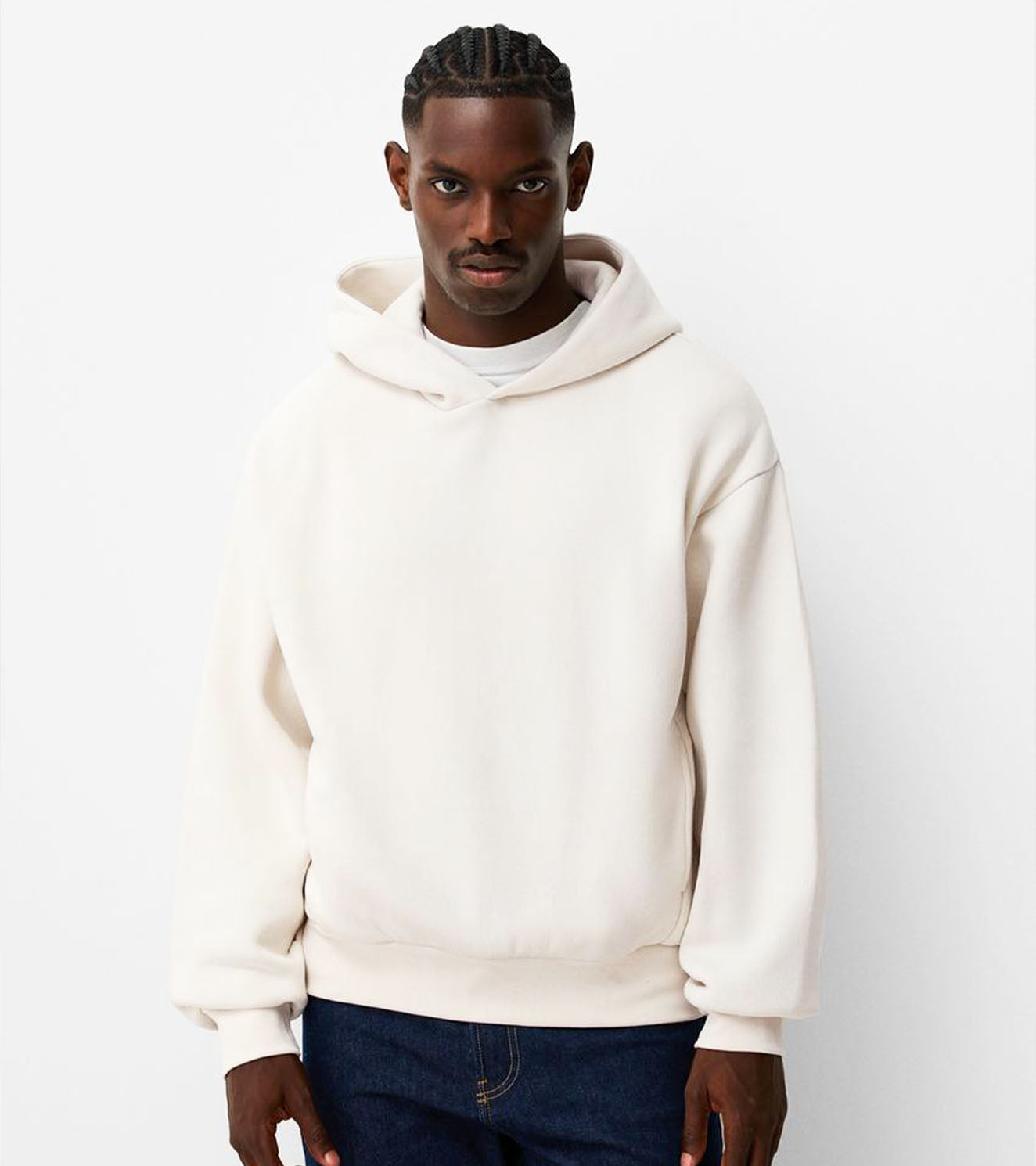 S White Men's Cotton Fleece oversized Hoodie - Main Image