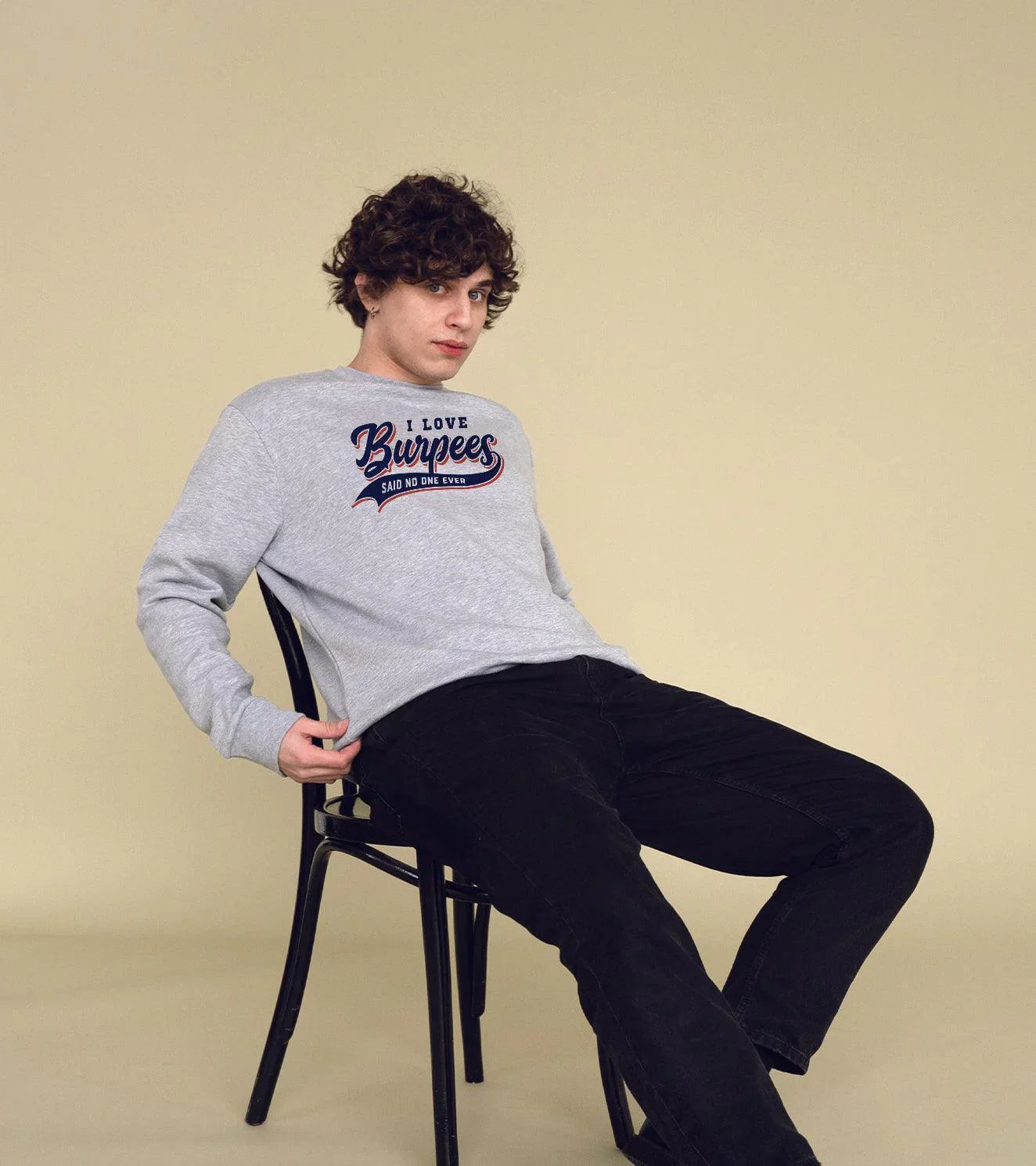 Men's burpee Classic Crew Sweatshirt (Grey melange) - wodarmour