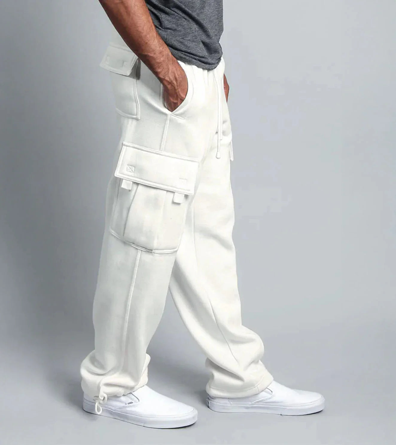 mens fleece cargo pants with pockets