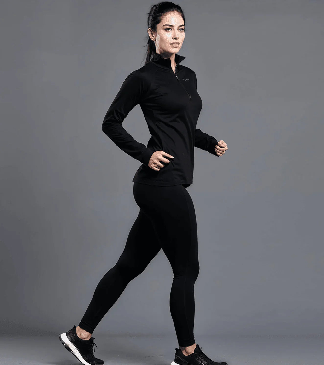 Women's 1/4 zipper running tshirt - wodarmour
