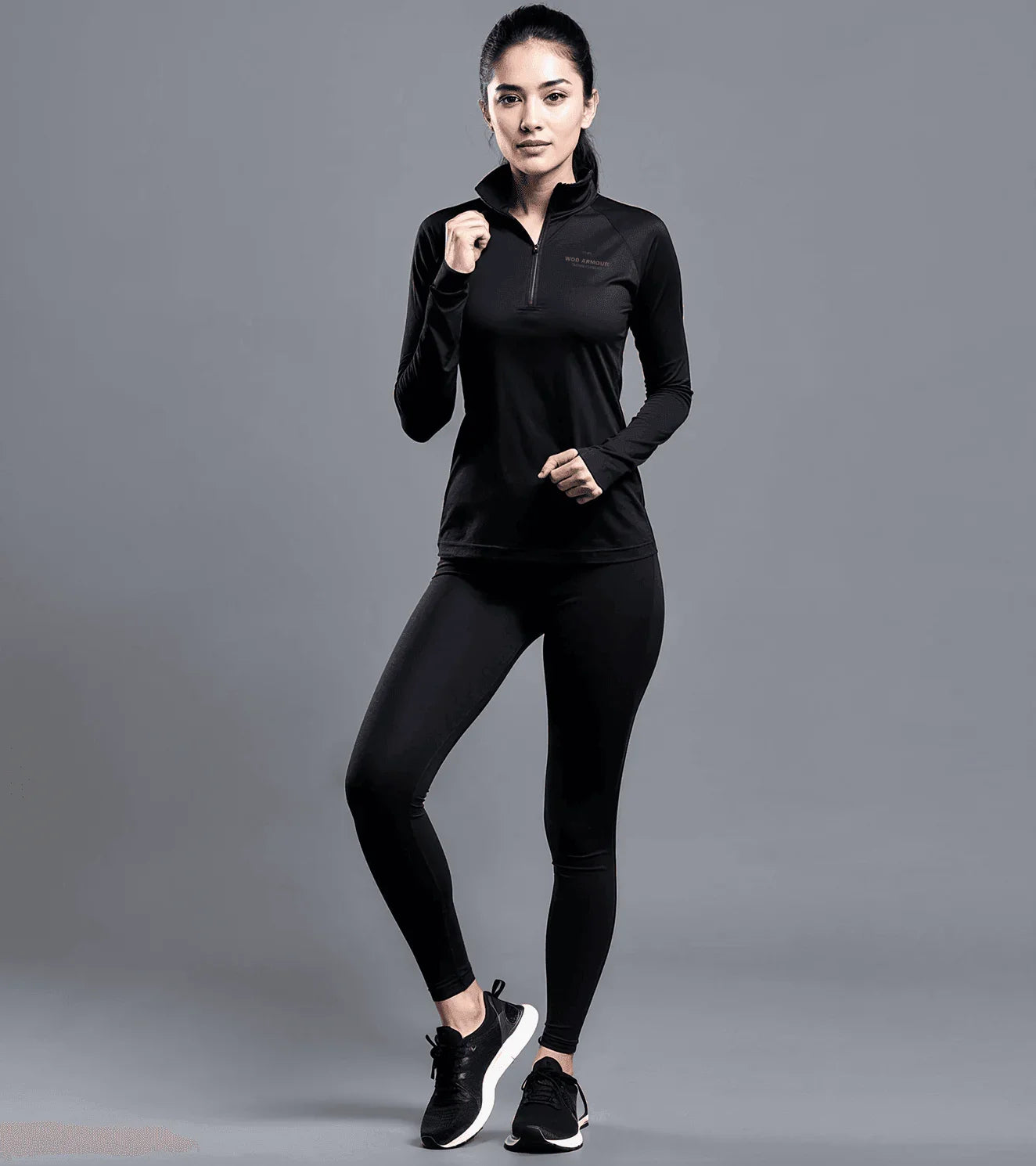 Women's 1/4 zipper running tshirt - wodarmour