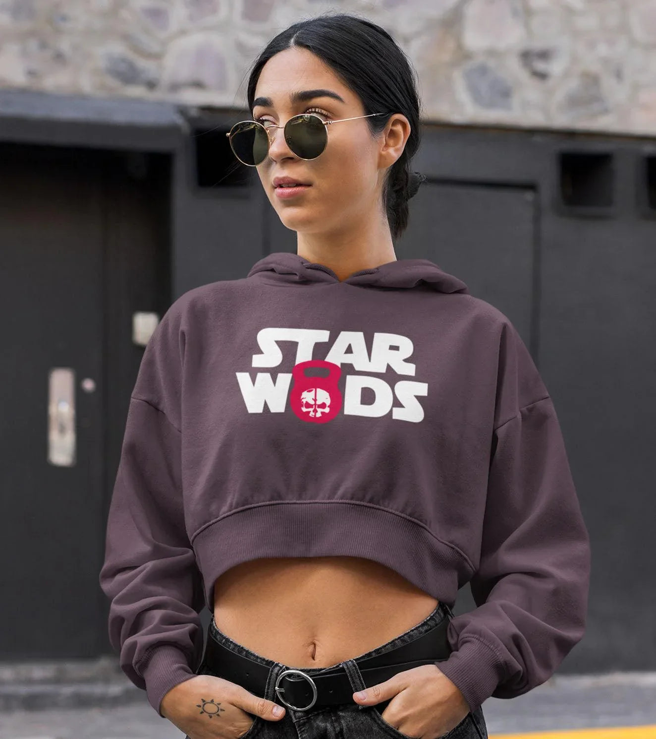 Women's crop Hoodie (Chocolate) - wodarmour