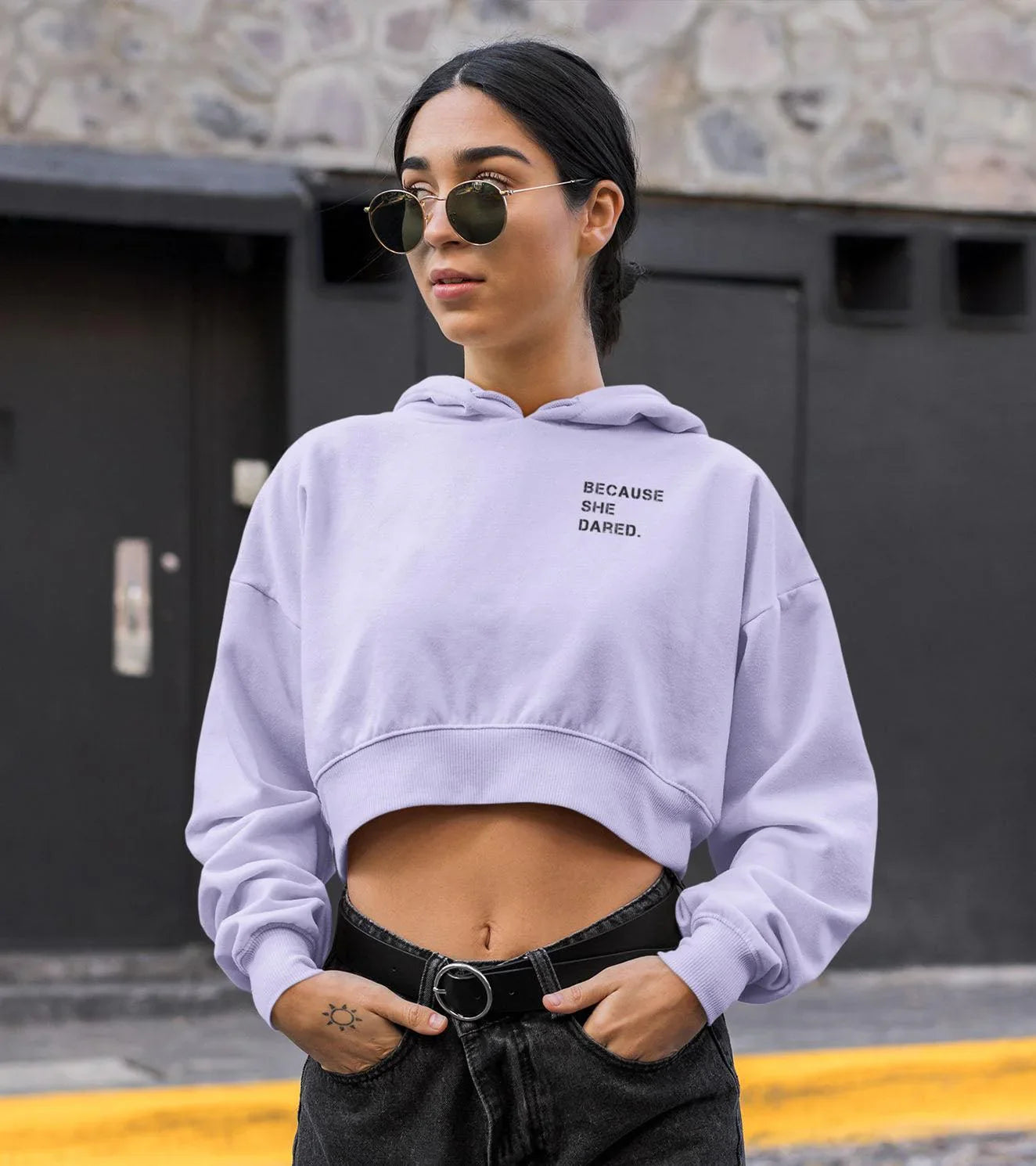Women's crop Hoodie (lavander) - wodarmour