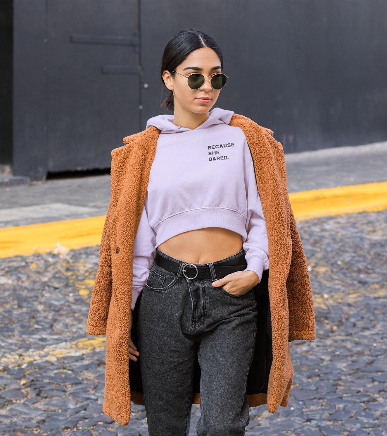 Women's crop Hoodie (lavander) - wodarmour