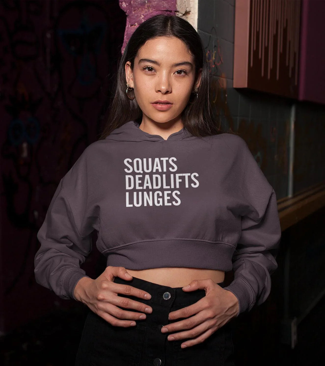 Women's crop Hoodie ( Squat deadlift) - wodarmour