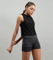 Women's crop muscle tank top Black - wodarmour