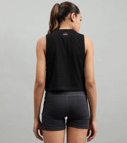 Women's crop muscle tank top Black - wodarmour