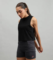 Women's crop muscle tank top Black - wodarmour