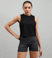 Women's crop muscle tank top Black - wodarmour