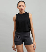 Women's crop muscle tank top Black - wodarmour