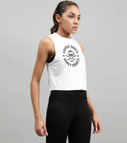 Women's crop muscle tank top Coffee - wodarmour
