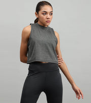Women's crop muscle tank top Grey melange - wodarmour