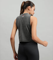 Women's crop muscle tank top Grey melange - wodarmour