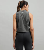Women's crop muscle tank top Grey melange - wodarmour