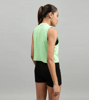 Women's crop muscle tank top Light green - wodarmour