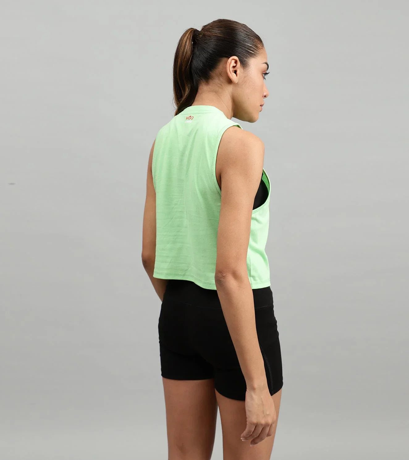 Women's crop muscle tank top Light green - wodarmour