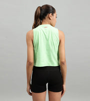 Women's crop muscle tank top Light green - wodarmour