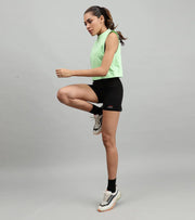 Women's crop muscle tank top Light green - wodarmour