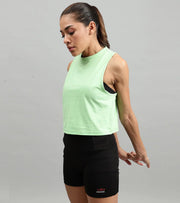 Women's crop muscle tank top Light green - wodarmour