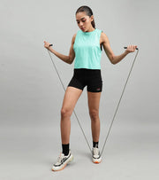 Women's crop muscle tank top Ocean green - wodarmour