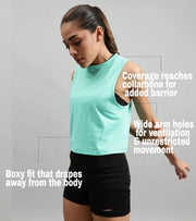 Women's crop muscle tank top Ocean green - wodarmour