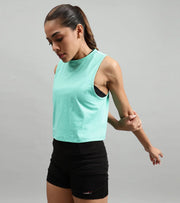 Women's crop muscle tank top Ocean green - wodarmour