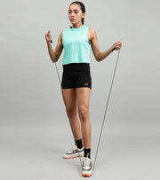 Women's crop muscle tank top Ocean green - wodarmour