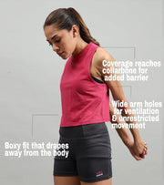 Women's crop muscle tank top Red - wodarmour