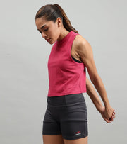 Women's crop muscle tank top Red - wodarmour