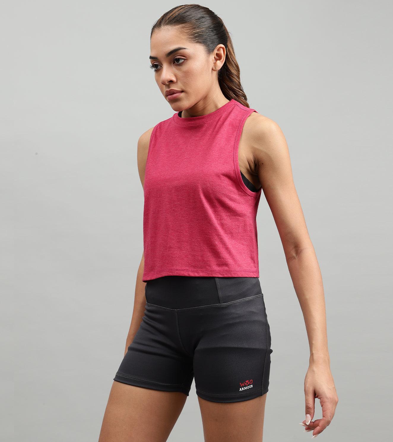 Women's crop muscle tank top Red - wodarmour