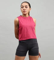 Women's crop muscle tank top Red - wodarmour