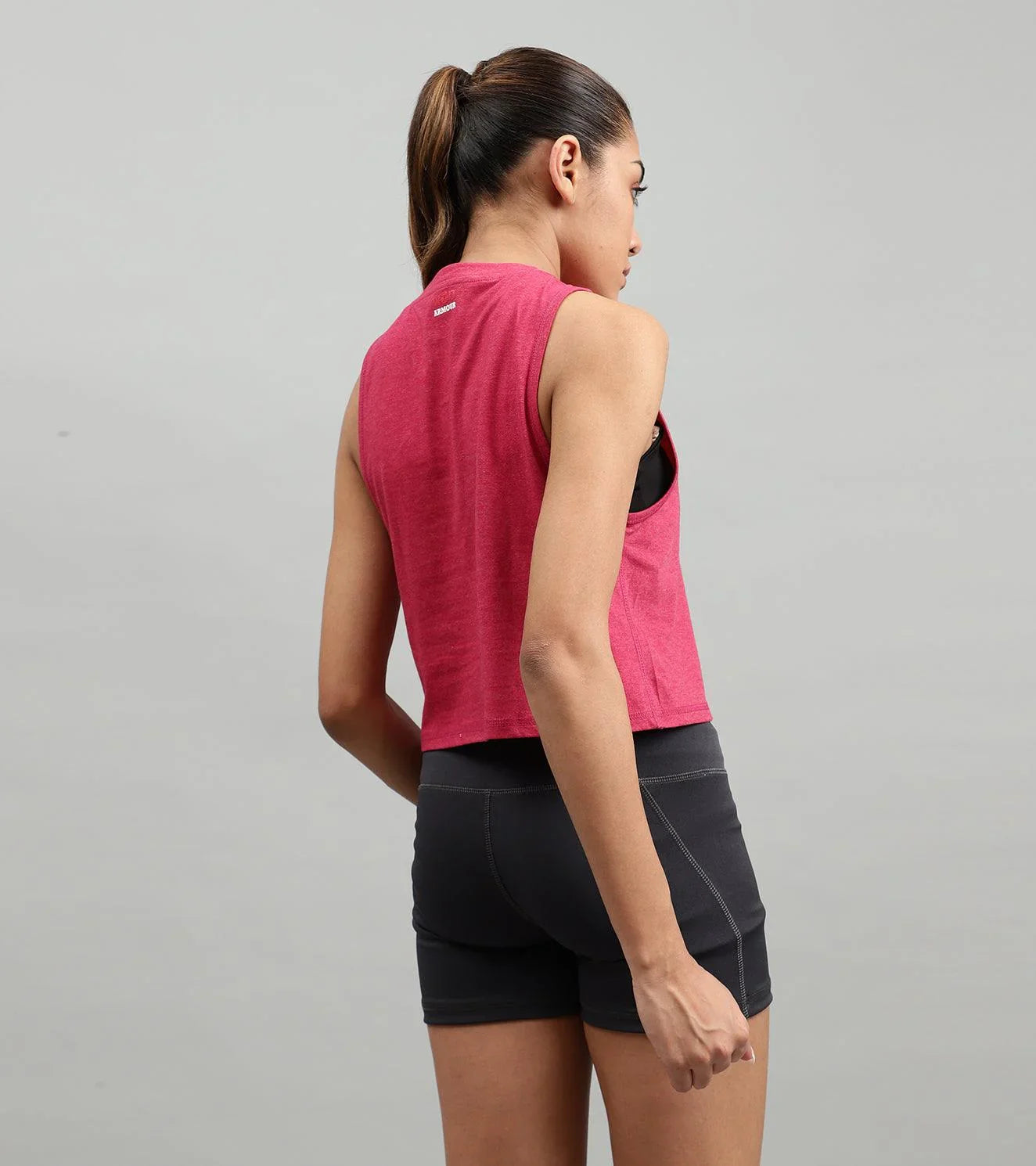 Women's crop muscle tank top Red - wodarmour