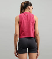 Women's crop muscle tank top Red - wodarmour