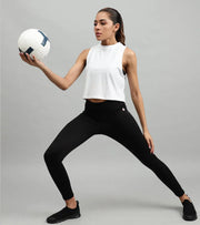 Women's crop muscle tank top White - wodarmour