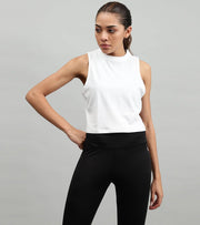 Women's crop muscle tank top White - wodarmour