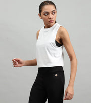 Women's crop muscle tank top White - wodarmour