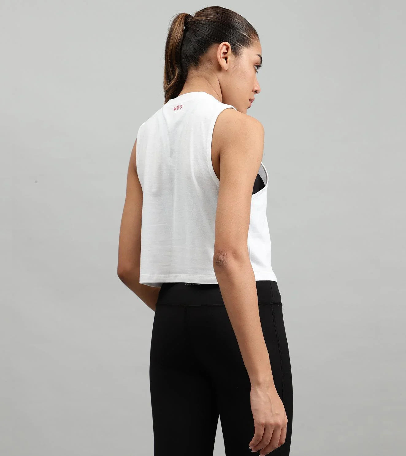 Women's crop muscle tank top White - wodarmour