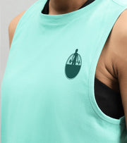 Women's Lifting crop muscle tank top (ocean) - wodarmour