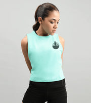 Women's Lifting crop muscle tank top (ocean) - wodarmour