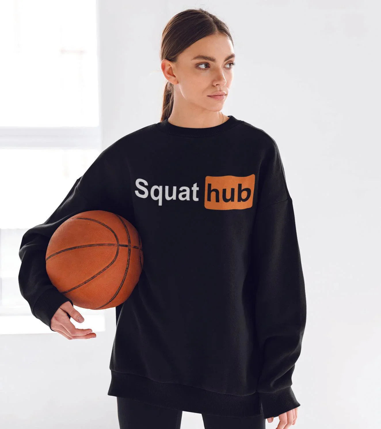 Women's Loose fit Squat hub Sweatshirt (Black) - wodarmour