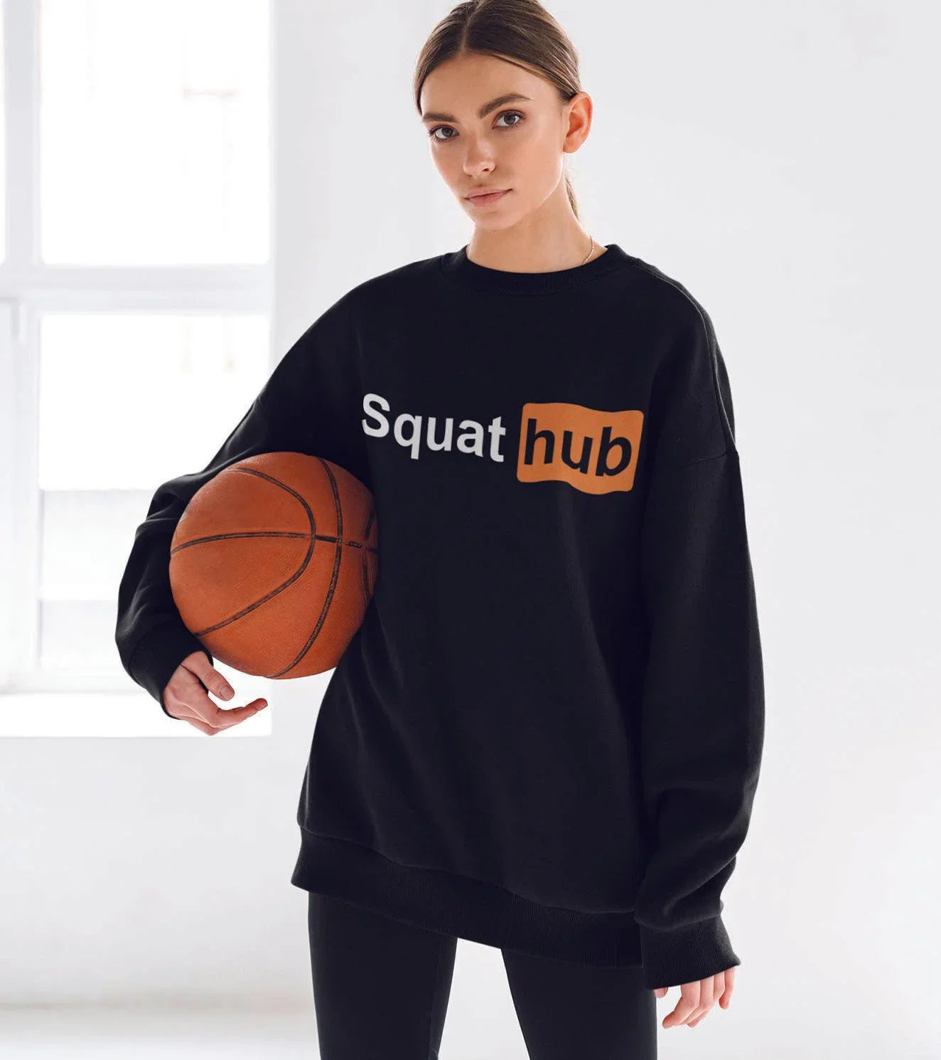 Women's Loose fit Squat hub Sweatshirt (Black) - wodarmour