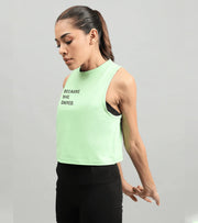 Women's She dared crop muscle tank top ( light green ) - wodarmour