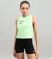 Women's She dared crop muscle tank top ( light green ) - wodarmour