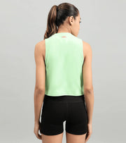 Women's She dared crop muscle tank top ( light green ) - wodarmour