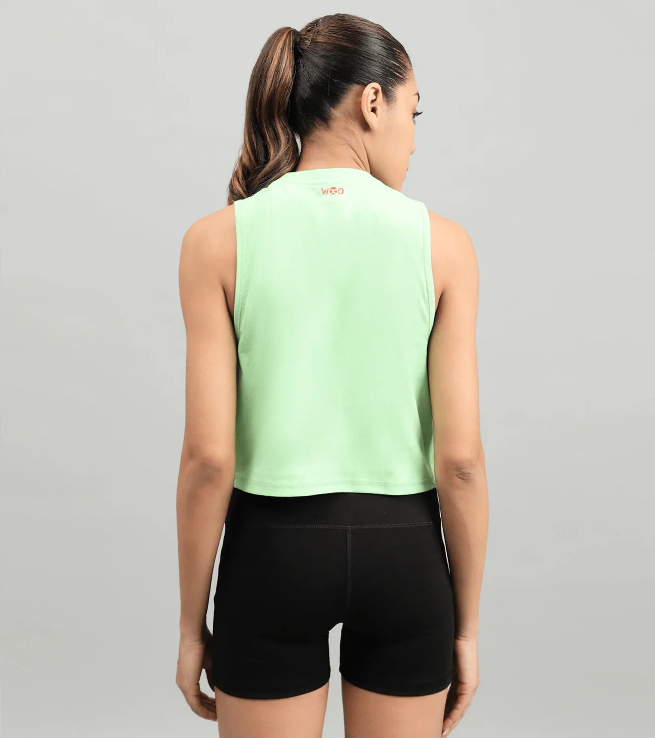 Women's She dared crop muscle tank top ( light green ) - wodarmour