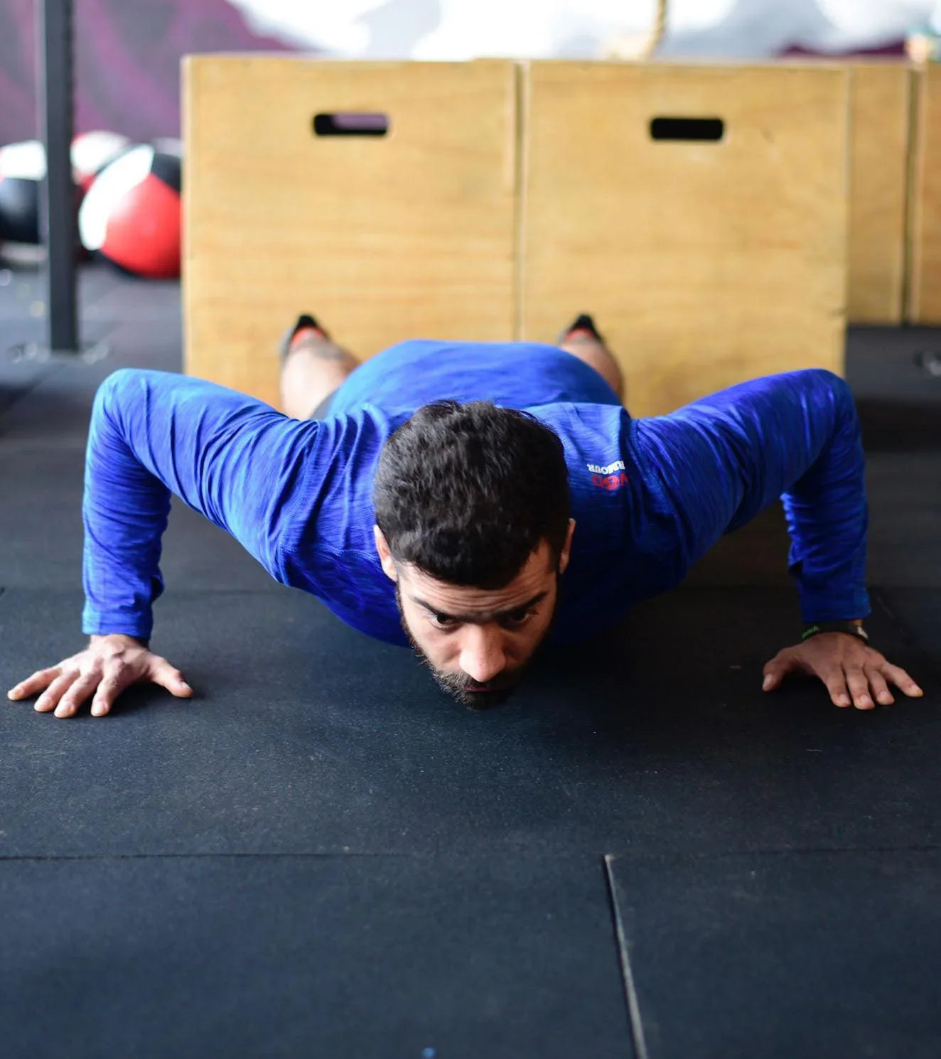 Men's Dry Fit Half Zip Long Sleeve Running T-Shirt (Blue) - wodarmour