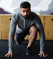 Men's Dry Fit Half Zip Long Sleeve Running T-Shirt - wodarmour