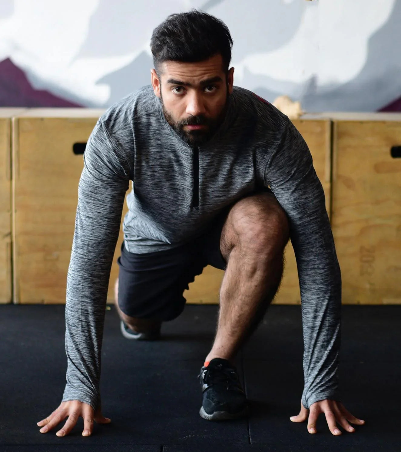 Men's Dry Fit Half Zip Long Sleeve Running T-Shirt - wodarmour